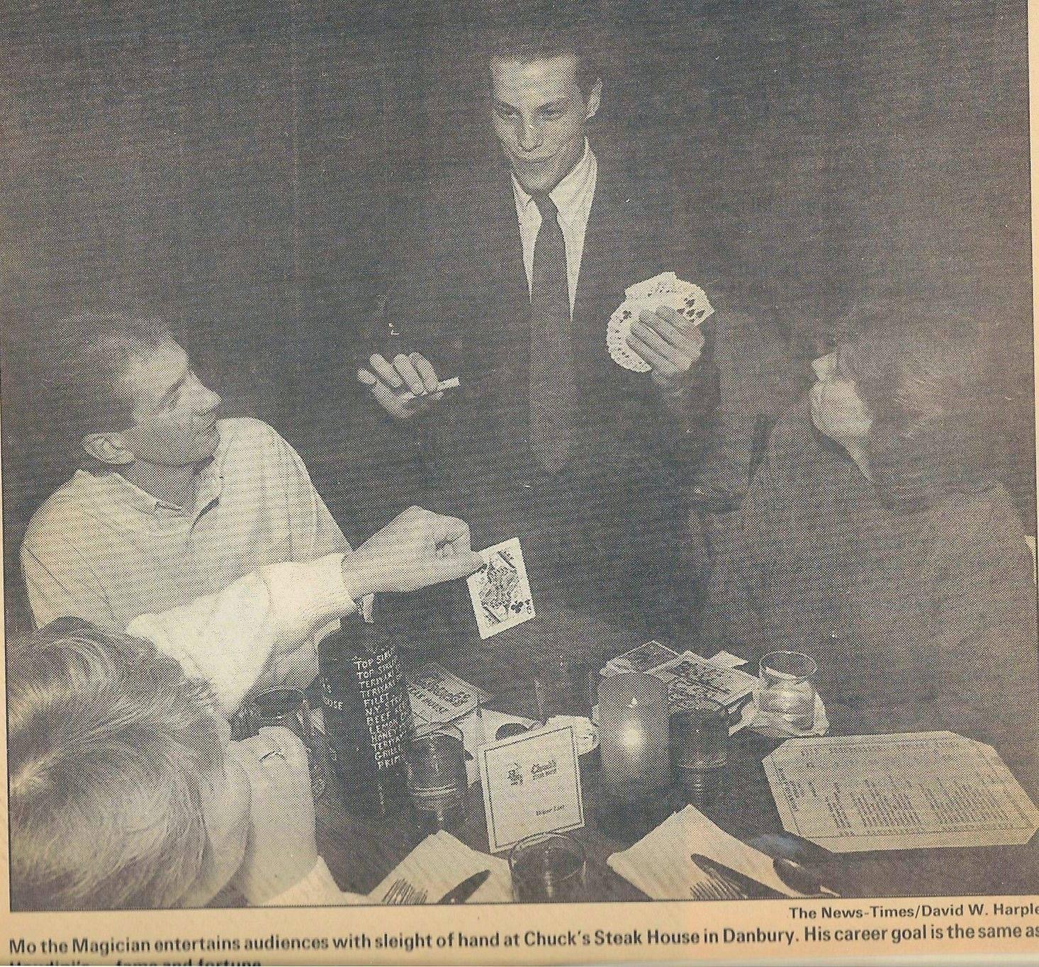 Mo the Magician restaurant performance newspaper feature